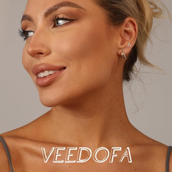 🆕 Women Gold Small Hoop Earrings Trendy Chunky Multiple Piercing Jewelry Gift - Picture 2 of 8